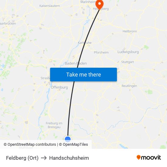 Feldberg (Ort) to Handschuhsheim map