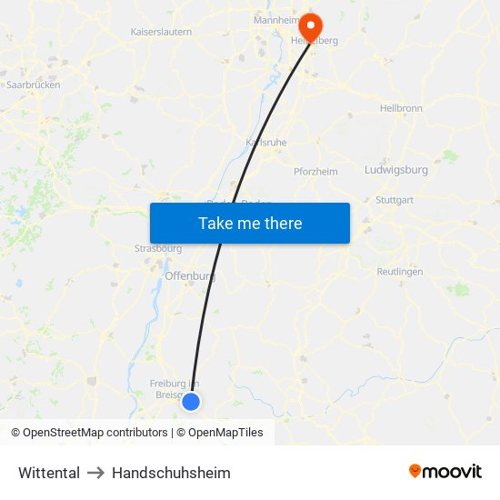 Wittental to Handschuhsheim map