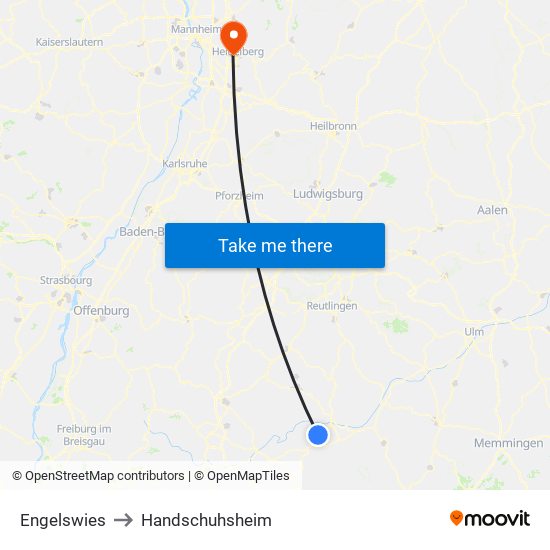 Engelswies to Handschuhsheim map