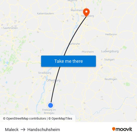 Maleck to Handschuhsheim map