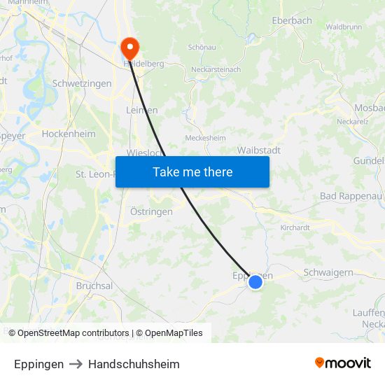 Eppingen to Handschuhsheim map