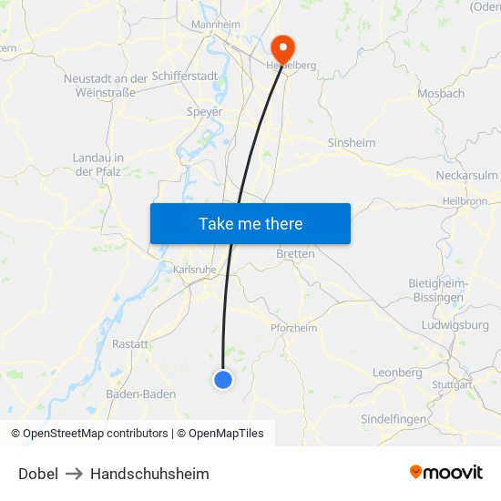 Dobel to Handschuhsheim map