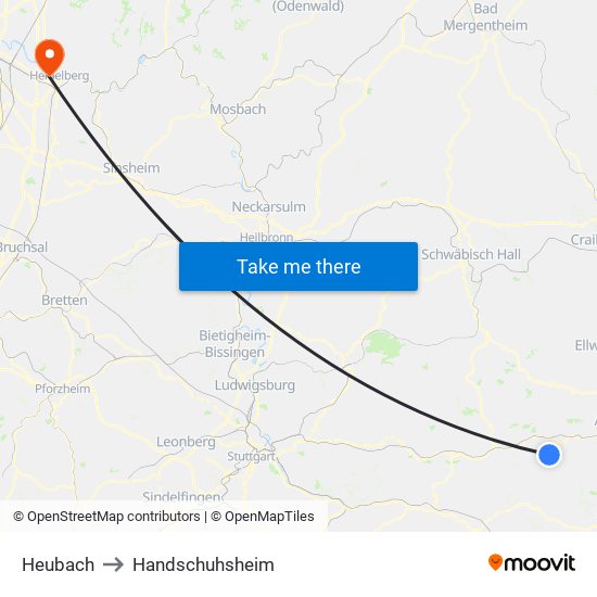 Heubach to Handschuhsheim map