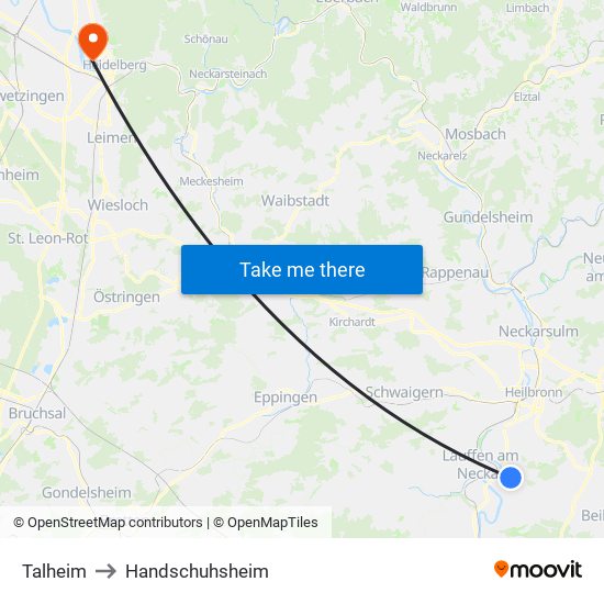 Talheim to Handschuhsheim map
