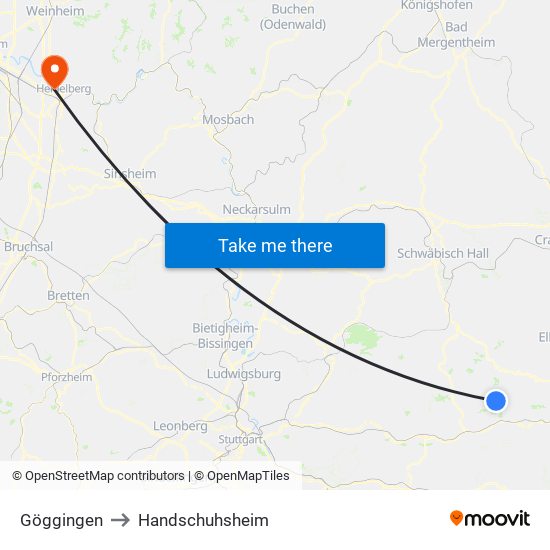 Göggingen to Handschuhsheim map