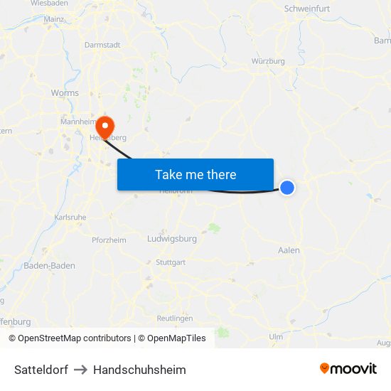 Satteldorf to Handschuhsheim map