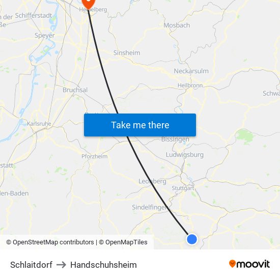 Schlaitdorf to Handschuhsheim map