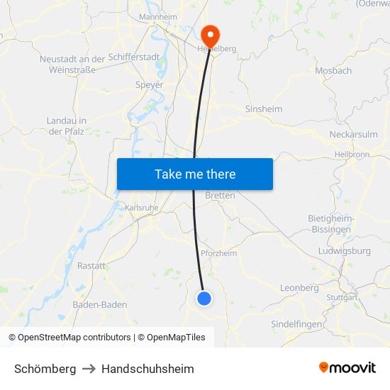 Schömberg to Handschuhsheim map