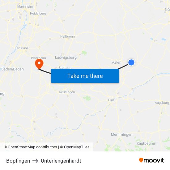 Bopfingen to Unterlengenhardt map