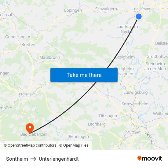 Sontheim to Unterlengenhardt map
