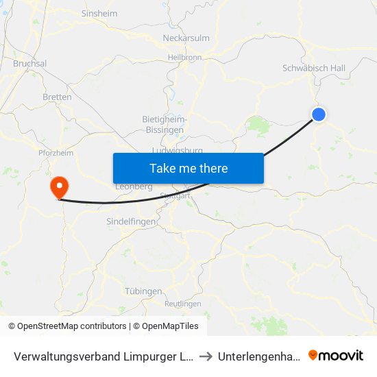 Verwaltungsverband Limpurger Land to Unterlengenhardt map