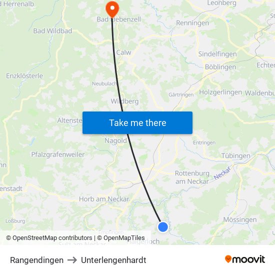 Rangendingen to Unterlengenhardt map