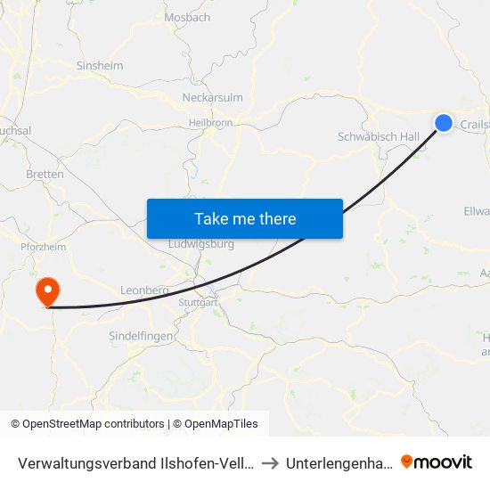 Verwaltungsverband Ilshofen-Vellberg to Unterlengenhardt map