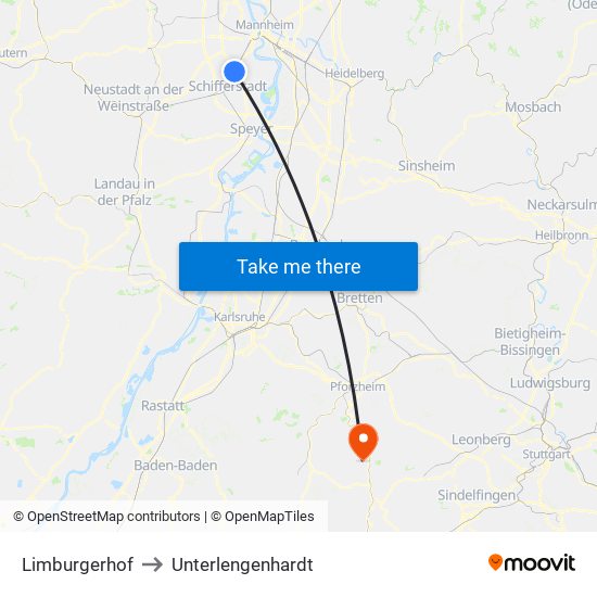 Limburgerhof to Unterlengenhardt map