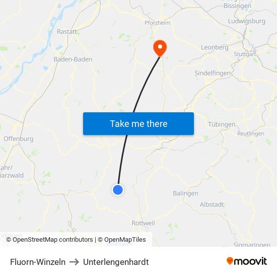 Fluorn-Winzeln to Unterlengenhardt map