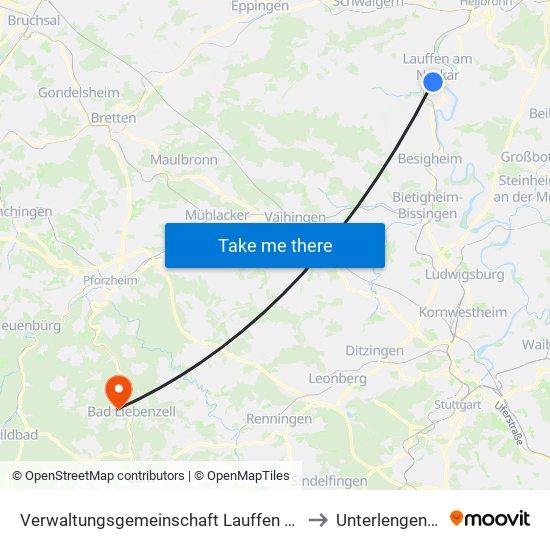 Verwaltungsgemeinschaft Lauffen am Neckar to Unterlengenhardt map