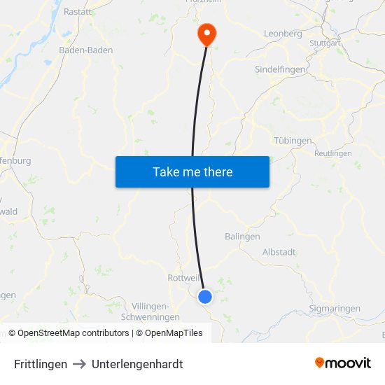 Frittlingen to Unterlengenhardt map