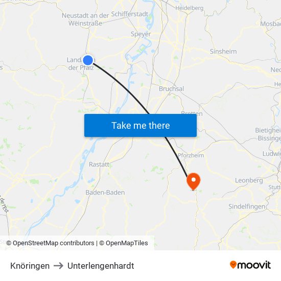 Knöringen to Unterlengenhardt map