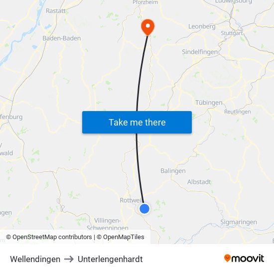 Wellendingen to Unterlengenhardt map