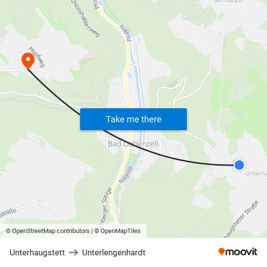Unterhaugstett to Unterlengenhardt map
