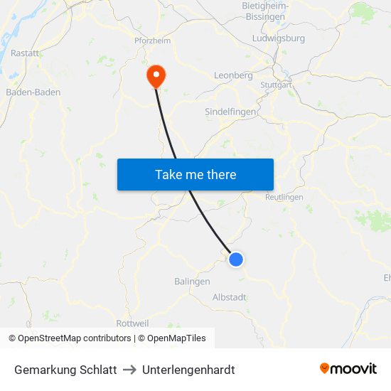 Gemarkung Schlatt to Unterlengenhardt map