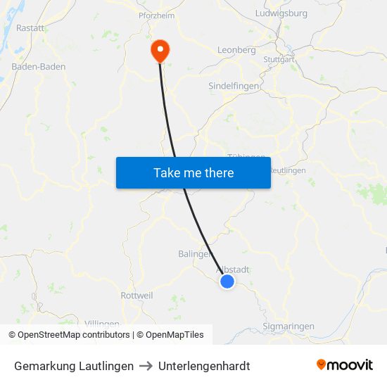 Gemarkung Lautlingen to Unterlengenhardt map