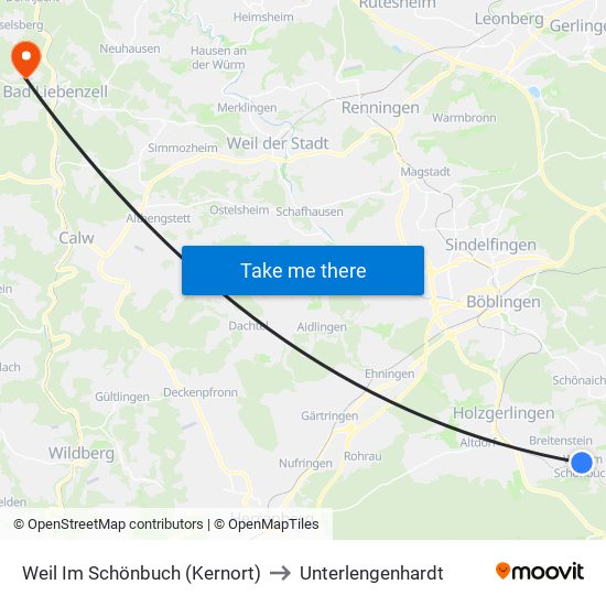 Weil Im Schönbuch (Kernort) to Unterlengenhardt map