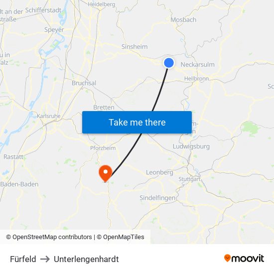 Fürfeld to Unterlengenhardt map
