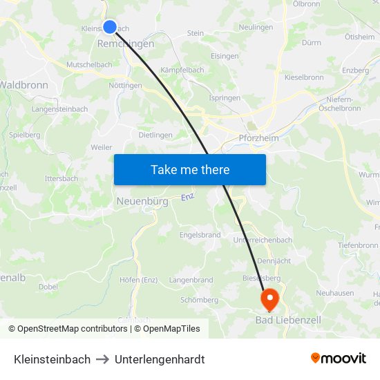 Kleinsteinbach to Unterlengenhardt map