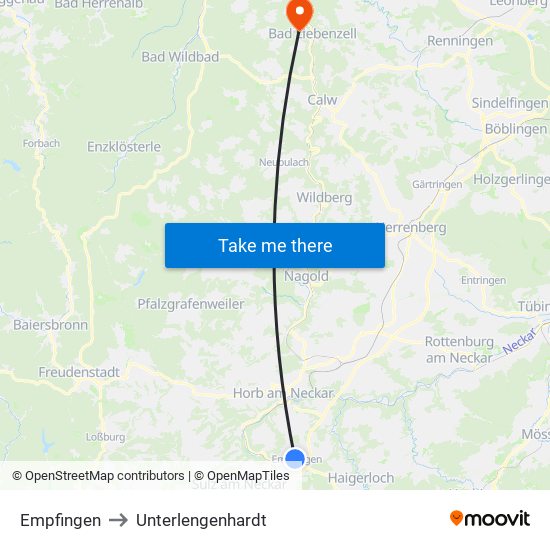 Empfingen to Unterlengenhardt map
