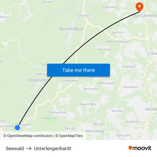 Seewald to Unterlengenhardt map