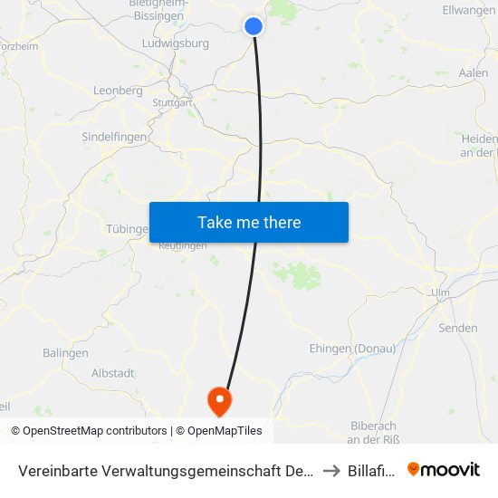 Vereinbarte Verwaltungsgemeinschaft Der Stadt Backnang to Billafingen map