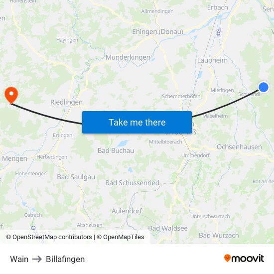 Wain to Billafingen map