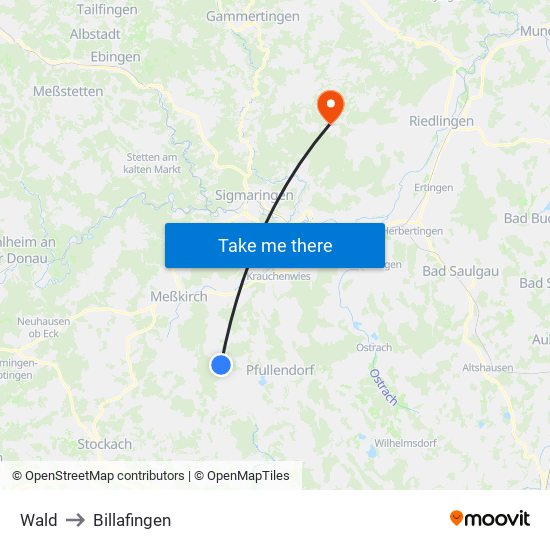 Wald to Billafingen map