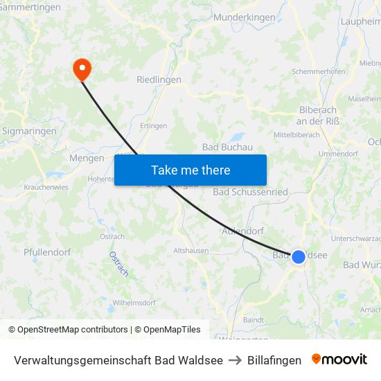 Verwaltungsgemeinschaft Bad Waldsee to Billafingen map