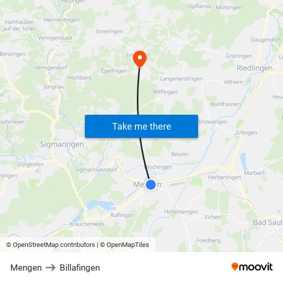 Mengen to Billafingen map