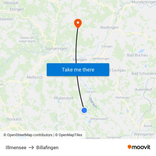 Illmensee to Billafingen map