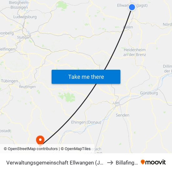 Verwaltungsgemeinschaft Ellwangen (Jagst) to Billafingen map