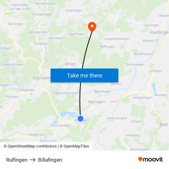 Rulfingen to Billafingen map