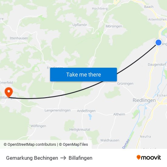 Gemarkung Bechingen to Billafingen map