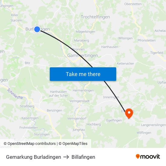 Gemarkung Burladingen to Billafingen map