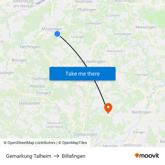 Gemarkung Talheim to Billafingen map