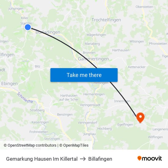 Gemarkung Hausen Im Killertal to Billafingen map