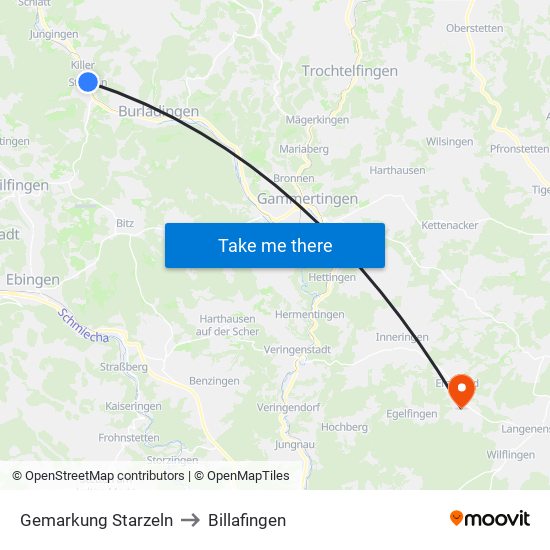 Gemarkung Starzeln to Billafingen map