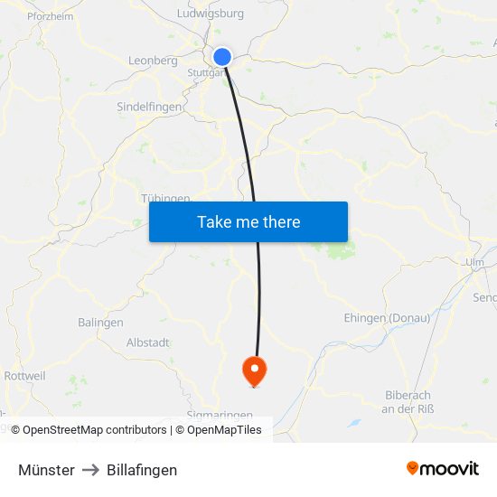 Münster to Billafingen map