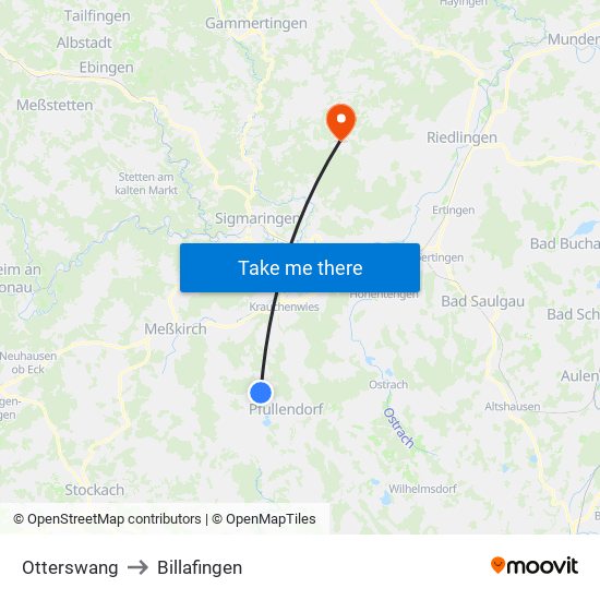 Otterswang to Billafingen map