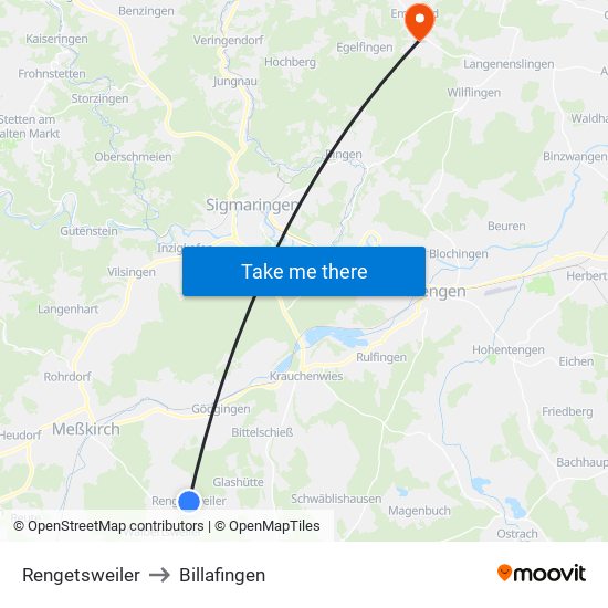 Rengetsweiler to Billafingen map