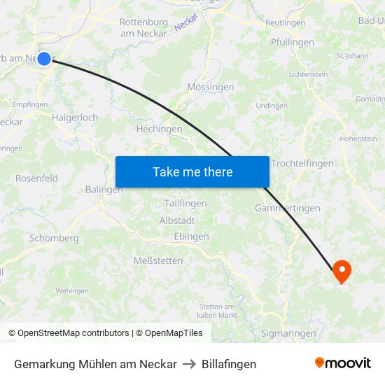 Gemarkung Mühlen am Neckar to Billafingen map