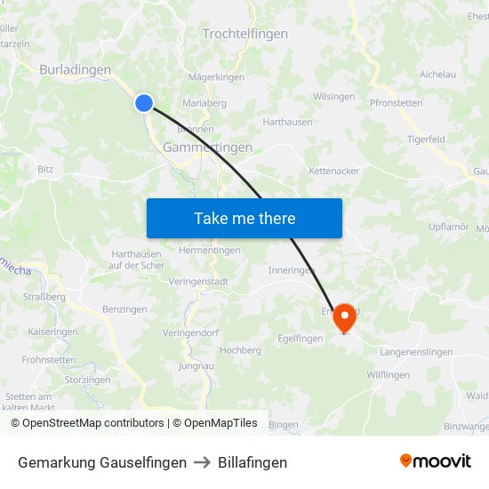 Gemarkung Gauselfingen to Billafingen map