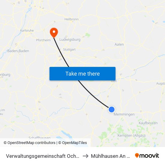 Verwaltungsgemeinschaft Ochsenhausen to Mühlhausen An Der Enz map